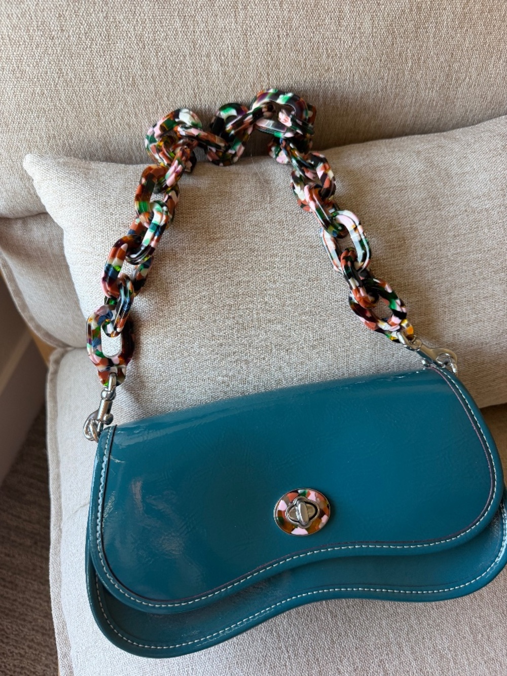 Coachtopia by Coach Wavy Dinky Bag β Teal + Multicolor Resin Chain